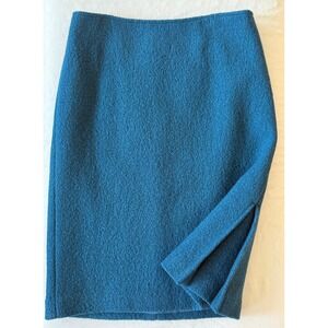 A6 Worth 100% Wool Pencil Skirt‎ Teal Blue Lined Thick Winter Career Work Office